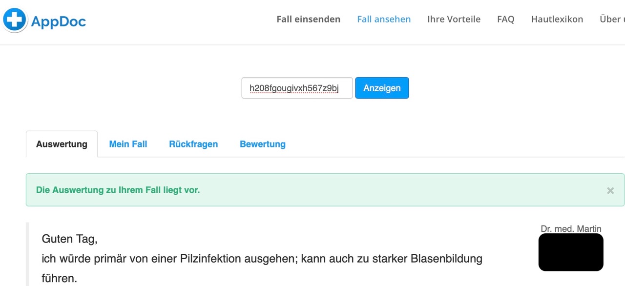 20.4. Der online Hausarzt: Ihr Fall wurde beantwortet